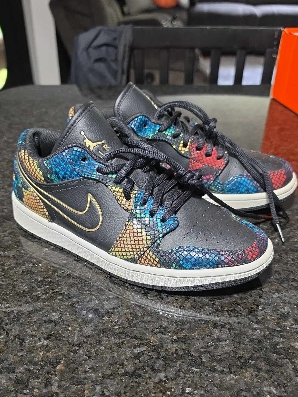 Nike Women's Air Jordan 1 Low 'Multi Snakeskin' Womans Sz 9